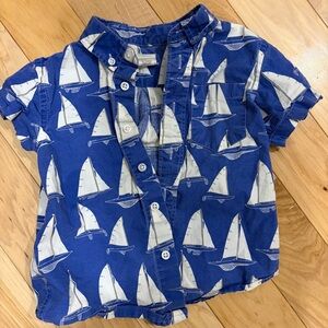 Crewcuts Blue Sailboat Pattern Kids Shirt